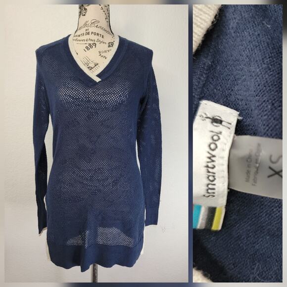Smartwool Everyday Exploration Tunic Sweater Womens SZ XS Deep Navy Slits - Picture 1 of 10